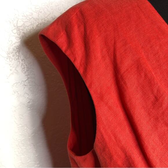Lafayette 148 New York red orange faux wrap linen midi dress size 14 NWT - Picture 6 of 13